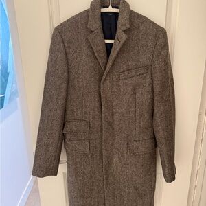 J. Crew Men's Herringbone Wool Trench Coat - Gray